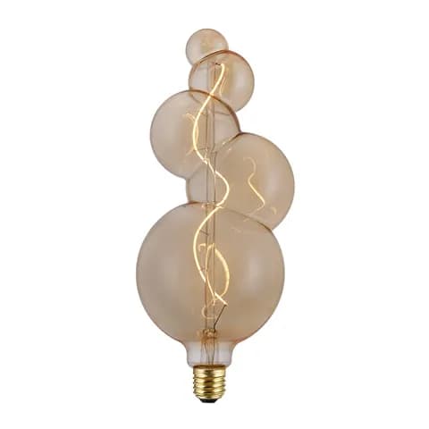 4W Flat Soft Filament-Double Winding LED Bulb Amber Glass Antique Flexible Spiral LED Filament Light Bulb, No Flicker Dimmable