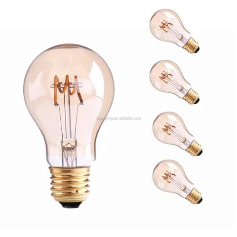 A19.A60 3W Spiral Led Filament Light 25 Watt Edison Bulb Equivalent Globe Bulb Amber Glass E26/E27 Base Super Warm White 2200