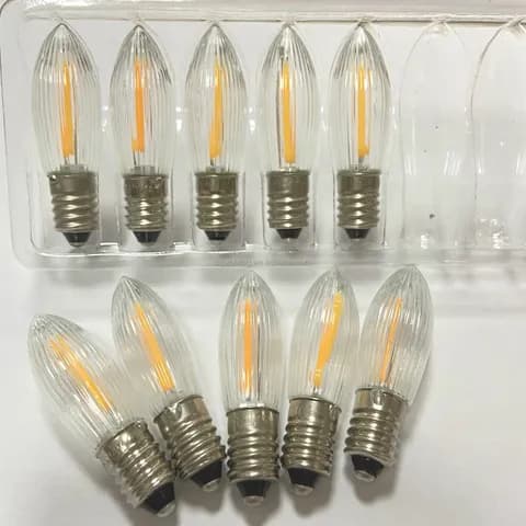 C6 E10 Candle Pattern Led Filament 12V0.5W Warm White Light E10 Base Candle Bridge Christmas Decoration Bulb