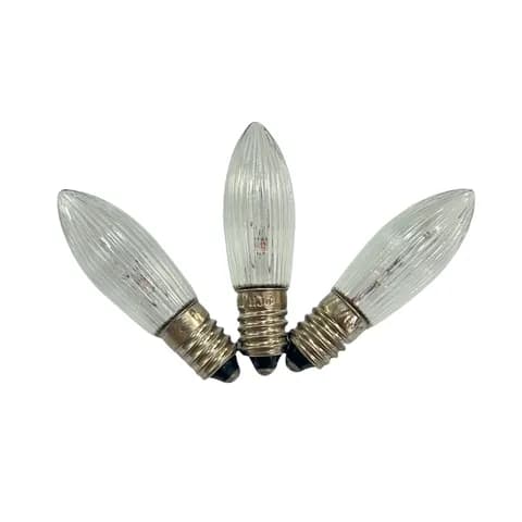 Christmas Holiday Lights C6 E10 Base Striped Glass Candle Bridge Spare Bulb 34V3W, 12V3W, Patterned Candle Bulb
