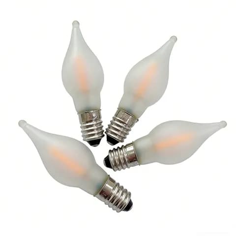E10 Bridge-style Candle Bulb, Frosted Housing, LED Filament, 14-55V, 0.2W, Christmas Angel Candlestick Decorative Bulb