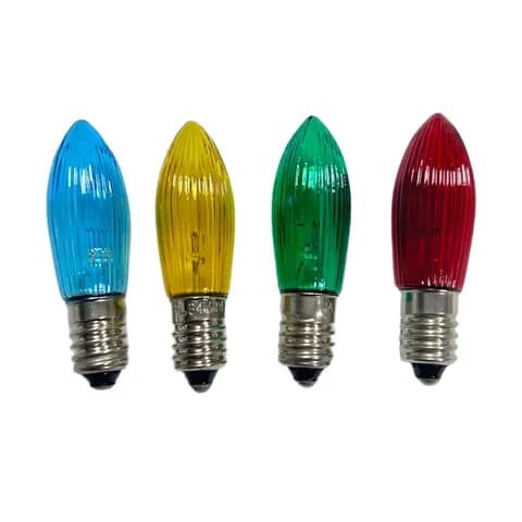 E10 C6 Christmas Pattern Colored Candle Bulb 12V3W,16V3W,23V3W,34V3W for Outdoor Christmas Tree Light String Replacement Bulb