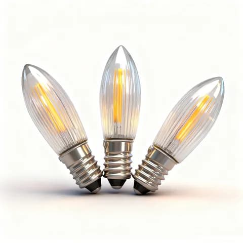 E10 C6 COB LED Filament Bridge Bulb 8-55V 0.1-0.5W, Christmas Schwibbogen Candle Bulb, Fairy Tale Decor Bulb