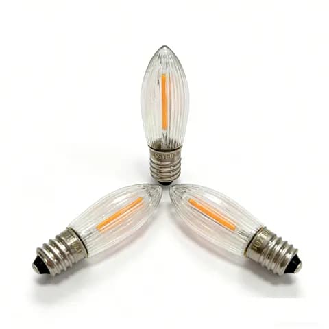 E10 C6 Riffelkerzen COB LED Filament Bridge Bulb 8-55V 0.2W, Spare Bulb for Christmas Candles and Arches