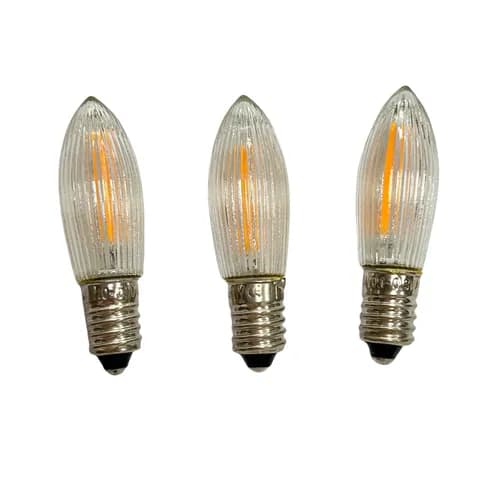 E10 Riffelkerzen C6 Bridge Bulb, LED COB Filament Bulb, 16V, 23V, 34V, 0.2W, Christmas Spare Bulb