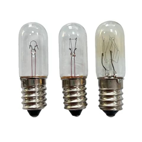 E14 16x54mm Tubular Incandescent Light Bulb 24-30V 6-10W, for Equipment Indicator Lights and Marine Applications.