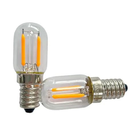 E14 T22 Tubular LED Filament Bulb 12-24V Warm White Light2200K 1W Suitable for Candlestick Night Light Refrigerator Lighting