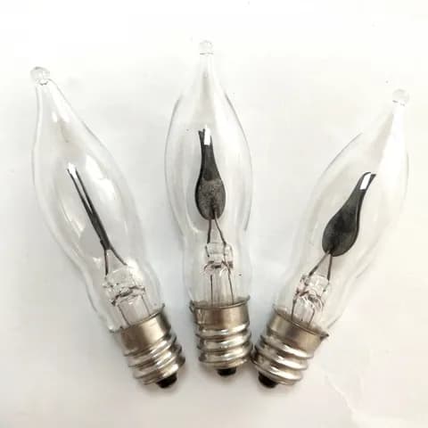 Led Glass Candle Base E12 E10s C18 Candlestick Lamp Bulb Fire Glow Bulbs Christmas Motif Light