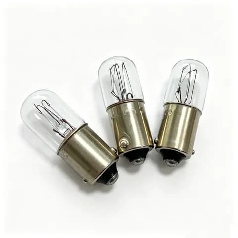 T3.25 BA9S Bayonet Base Miniature Tubular Bulb 6.3V 0.25A, 6V 3W, 12V 3W Equipment Signal Indicator Bulb